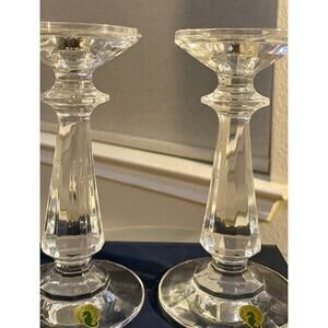 Waterford Illuminology Panel Cut Crystal Candlestick Holders Pair 8” NWOB